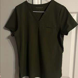 Mandala Women's Dark Green V-Neck Top